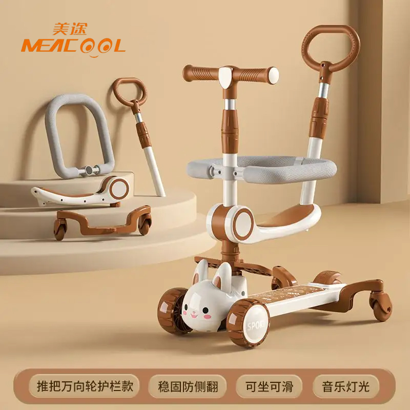 Wholesale 2 in 1foldable 3 Wheel with Seat Kids Scooter